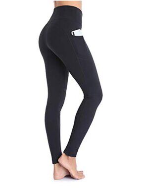 High Waist Yoga Pants with Pockets, Tummy Control Non See Through Workout